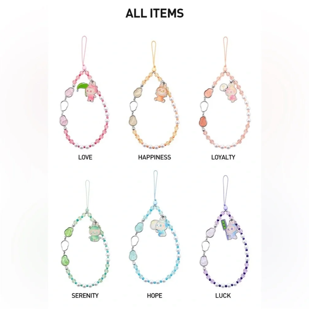 Hope Blue Beaded Phone Charm with Bunny Accent authentic Labubu